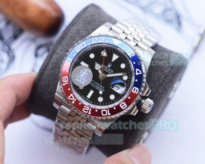 F Factory AAA Replica Rolex GMT-Master II Watch Black Face Jubilee Band Watch 40mm